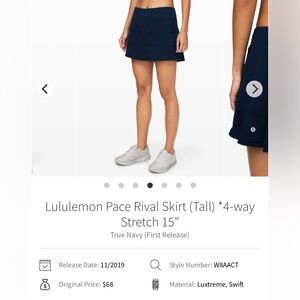Lululemon Athletica True Navy Mini Skirt